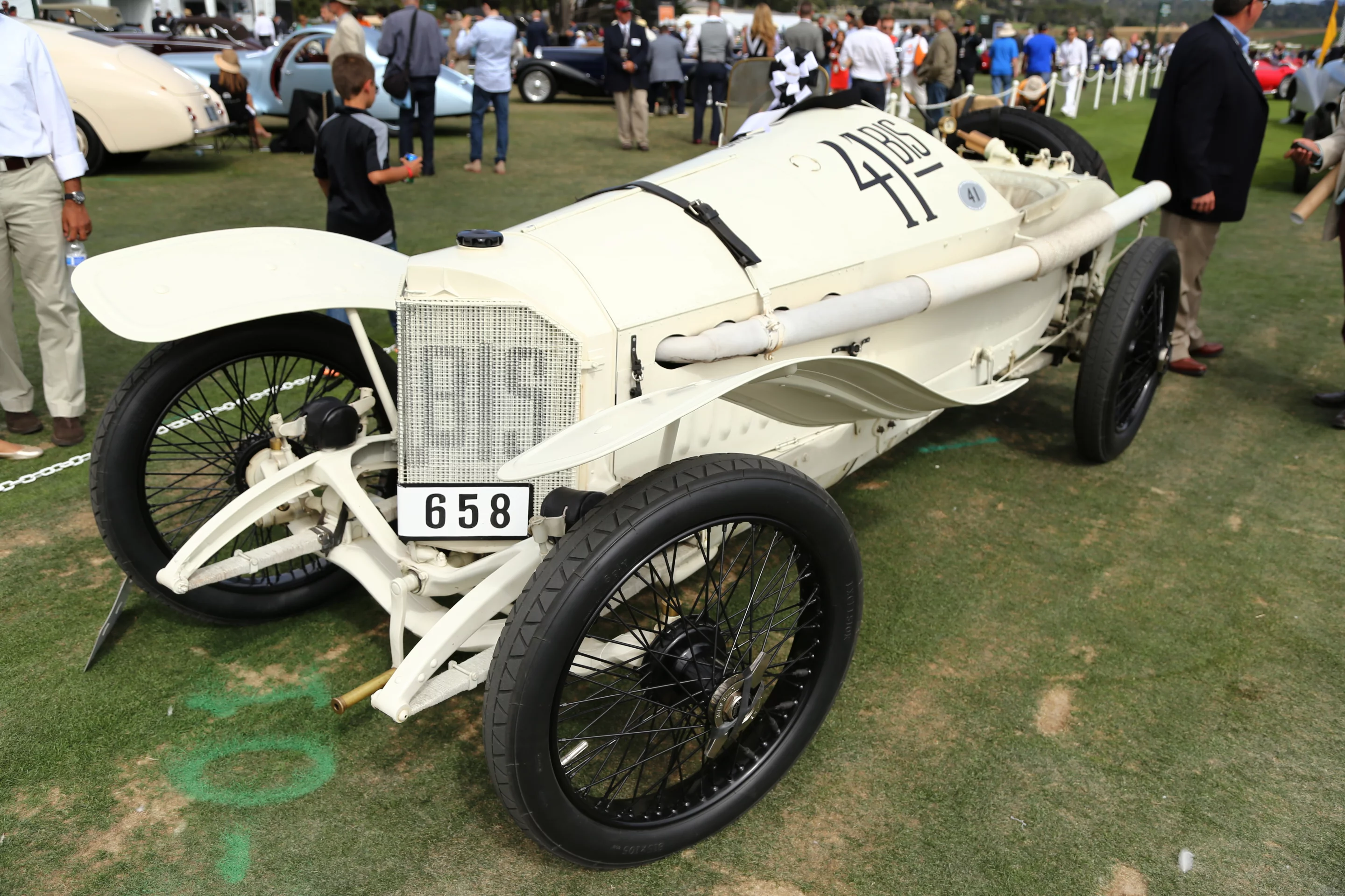 One of two 1914 Mercedes Grand Prix race cars on display at Pebble Beach (Photo: Angus MacKenzie/Gizmag.com)