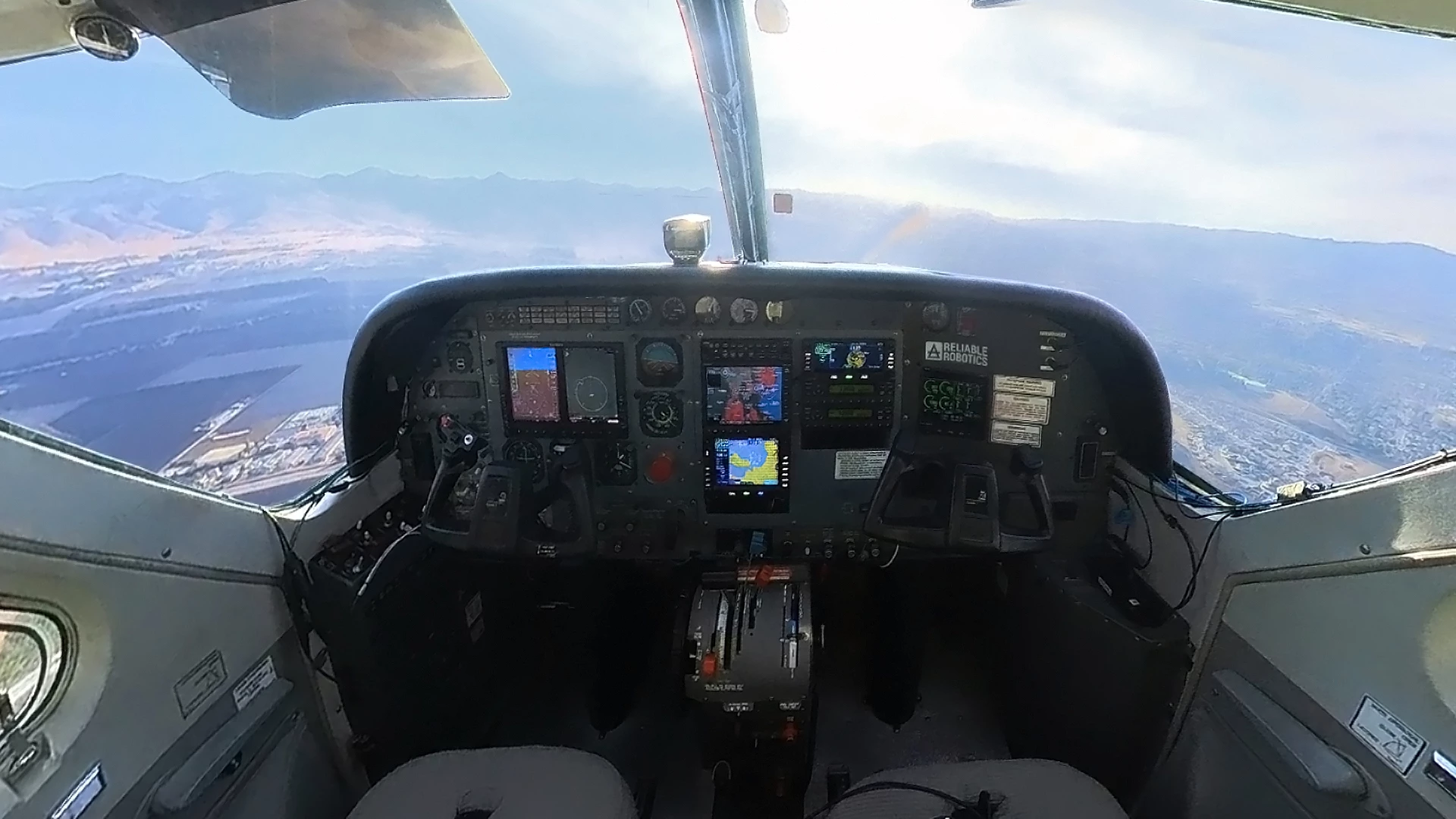 View of the cargo plane's cockpit during the recent test flight