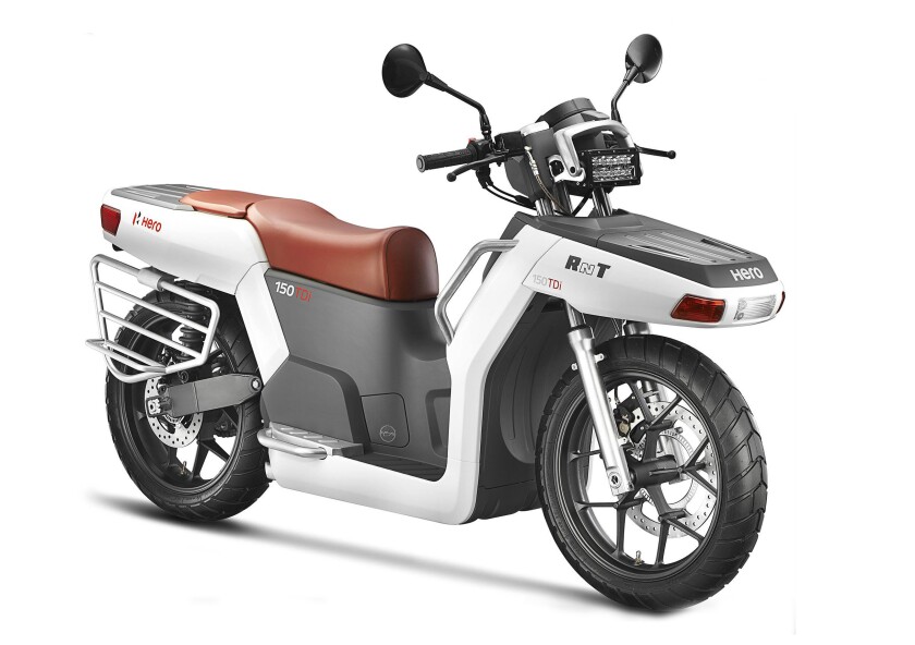 Hero Motocorp’s ingenious rethink of the scooter form factor in the RNT hybrid turbo-diesel-electric prototype offers significantly more practicality than the existing scooters in the marketplace for developing countries.