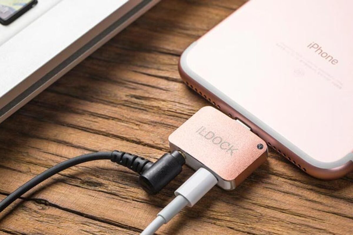 The basic version of the iLDock offers a place to plug in your headphones and your Lightning adaptor