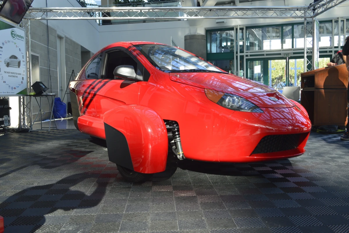 The Elio Motors P5 prototype, at its Los Angeles premiere