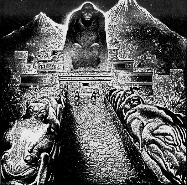 Artist Virgil Finlay's impression of the Lost City of the Monkey God, published in The American Weekly in 1940