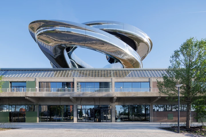 Fenix is a new museum in Rotterdam, the Netherlands, that's topped by an eye-catching observation point called the Tornado