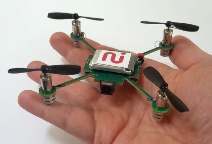 The MeCam is a tiny autonomous quadrotor UAV currently in development