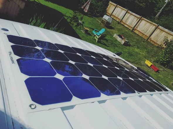 The 100-watt solar panel comes standard to help keep the 75-Ah battery full