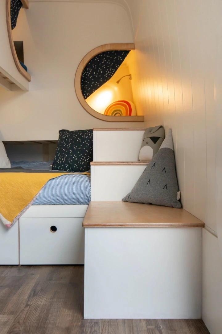 Storage is also found beneath the bed