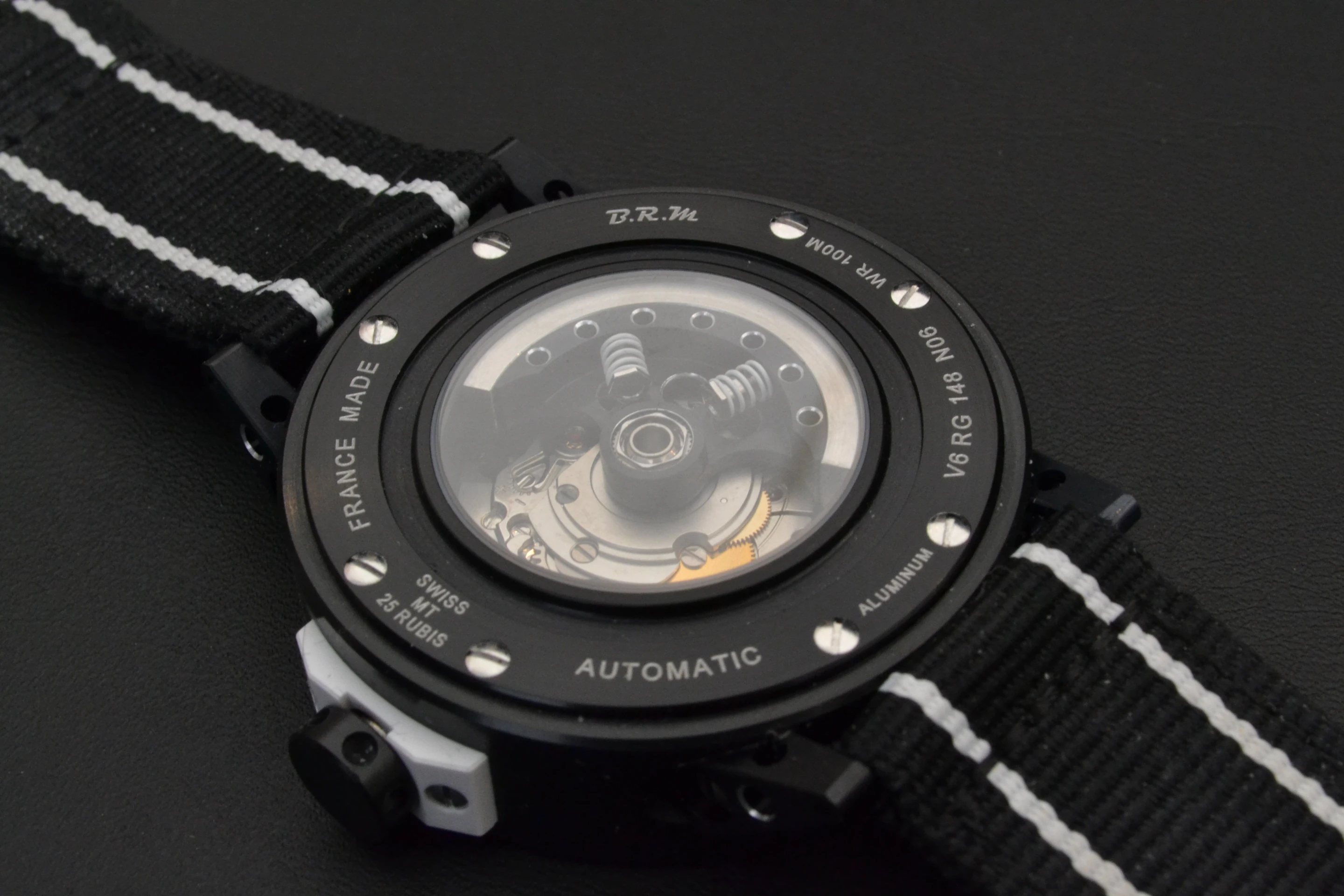 The RG-46-MK features a Makralon case with scratchproof sapphire crystal front and back