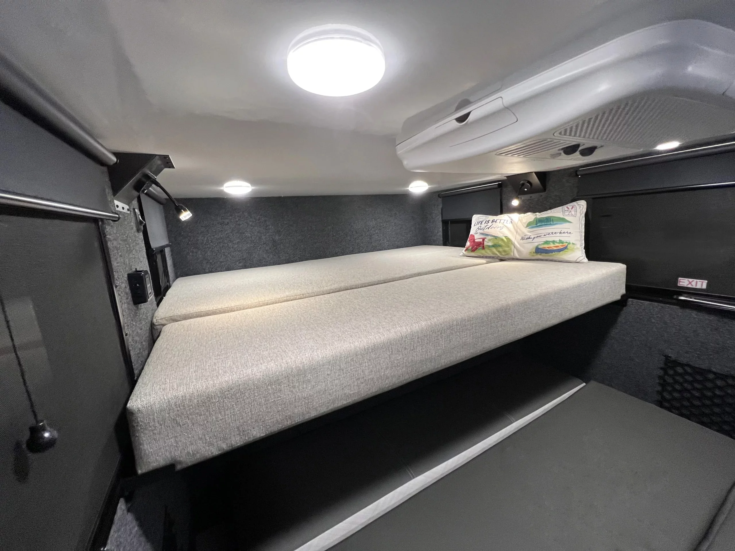 The ROG 12BH beds set up in rolling bunkhouse style