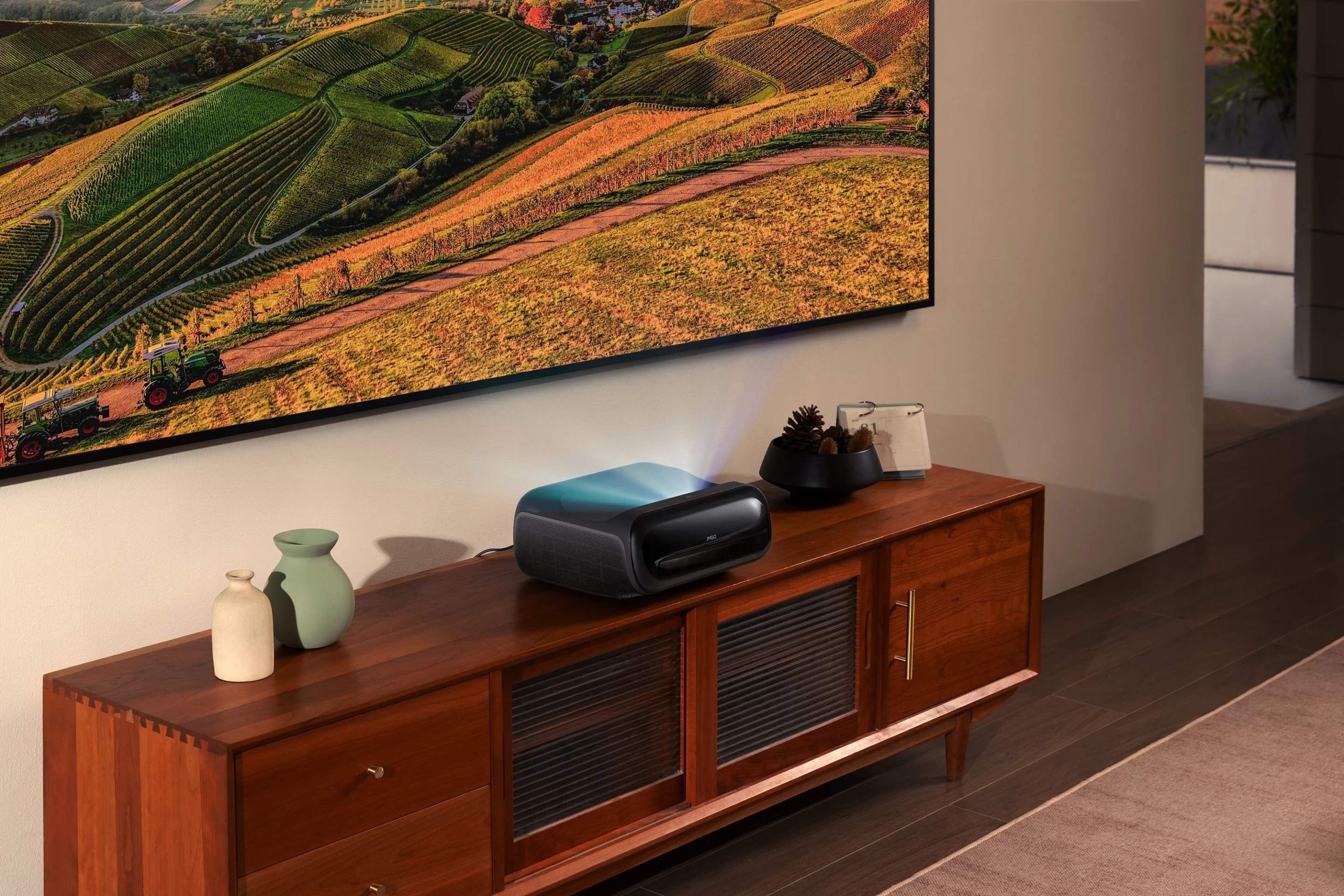 The O2S Ultra can throw up 100-inch 4K visuals with its rear positioned just 6.6 inches from the wall