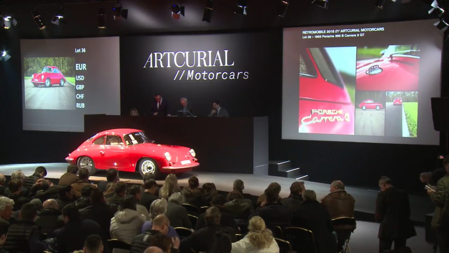 Expected to set price records but it didn't reach reserve in the end and was passed in. This extremely rare car is the sports version of the 356 that took its name from the brand's success in the Carrera Panamericana. It has a special DOHC-per-cylinder-bank engine, twin-spark ignition, two twin-choke downdraft carburetors, dry sump lubrication and though initially available in a 1.5-liter version, then 1.6-liter this is the ultimate 2-liter version and it has been treated to a lifetime of expert mechanical refurbishment and produces in excess of 140 hp, so it is still a car of exceptional power and speed.