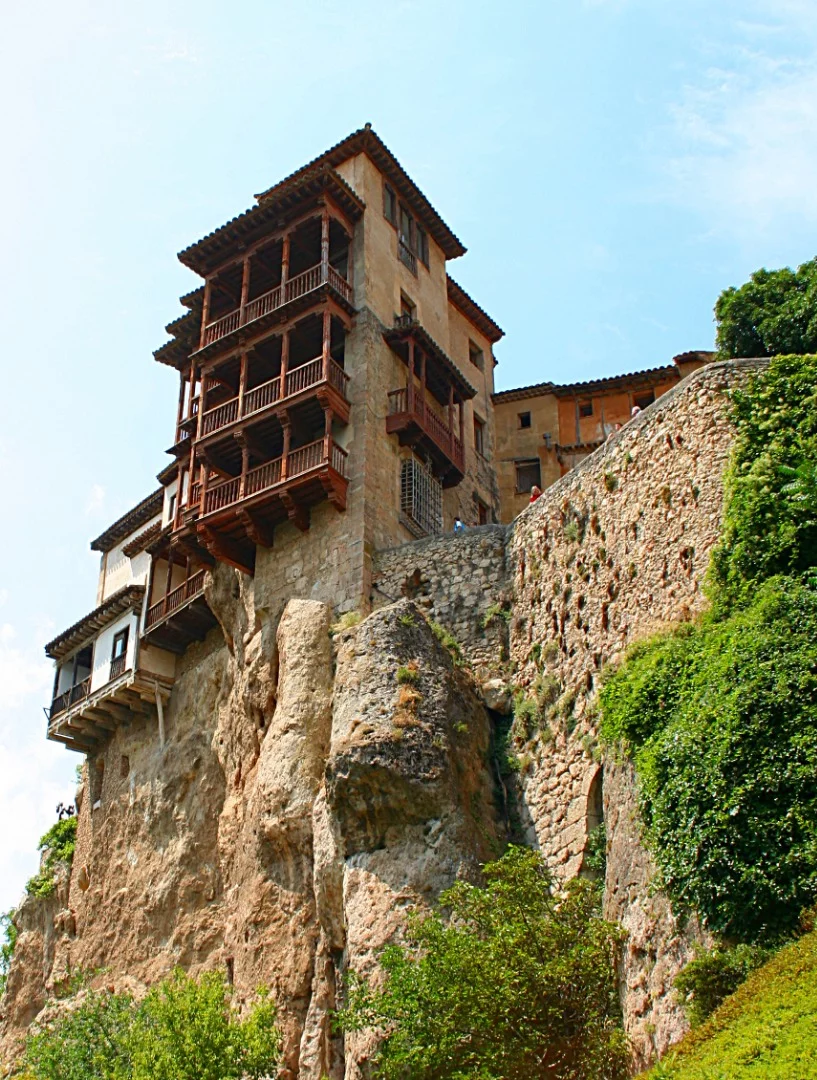 The Hanging Houses of Cuenca is a marvel of classical engineering. This medieval town in Spain, east of Madrid, contained a cluster of old structures built to hang of the edges of cliff faces. Only a few of the perilous buildings still exist (Credit: Mario modesto, (CC BY SA 3.0))