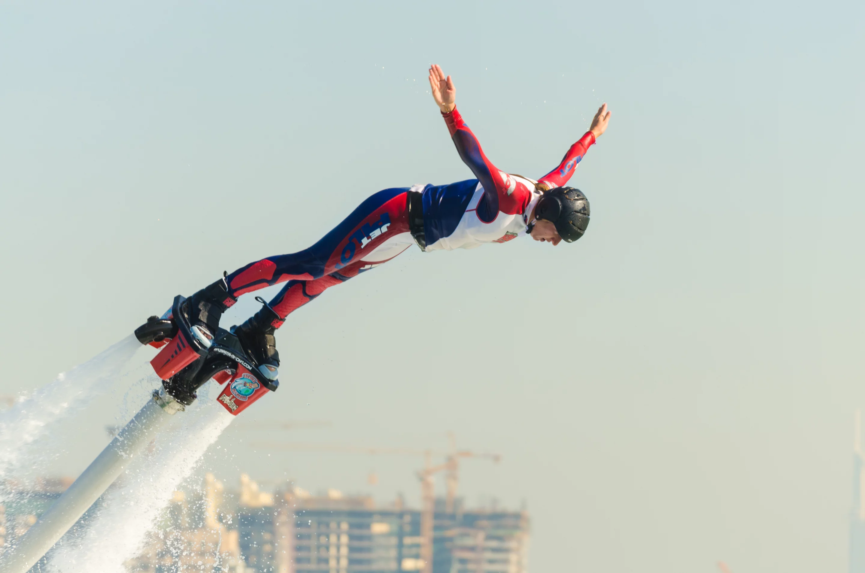Women's World Flyboard Cup competitor Claudia Osternaud at the 2014 Flyboard World Cup held in Dubai, December, 2014. Photo: Liam McKenna