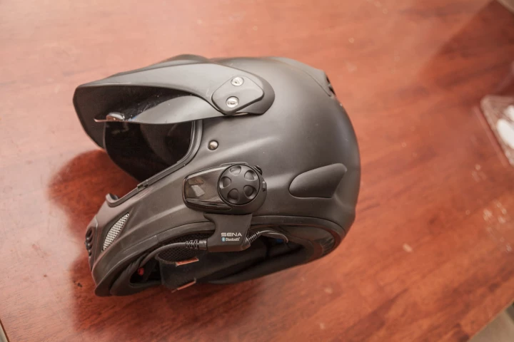 The SMH10, mounted on an Arai XD3 helmet