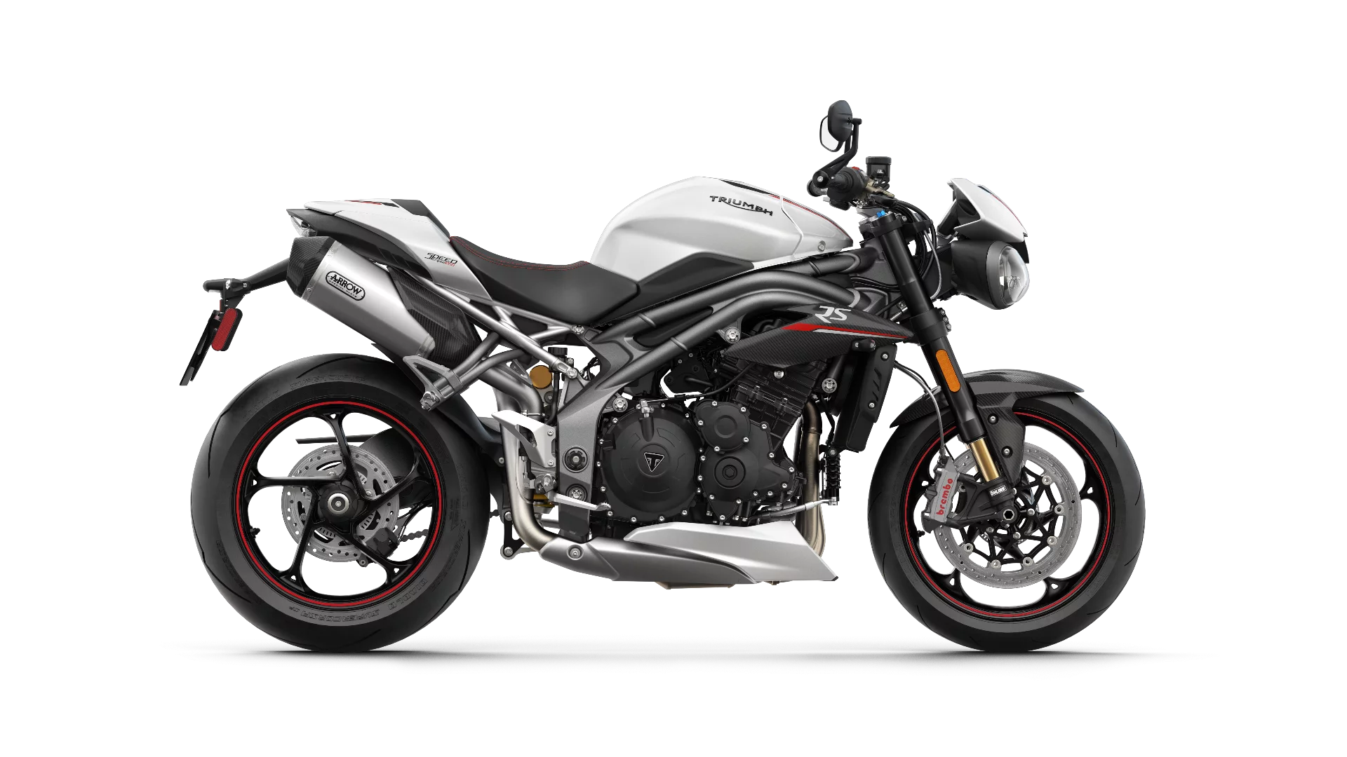 2018 Triumph Speed Triple RS: standard bellypan is a great look
