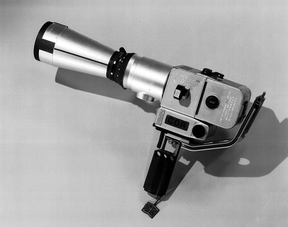The 500mm lens was used on the Moon with a Hasselbald lunar camera similar to this one