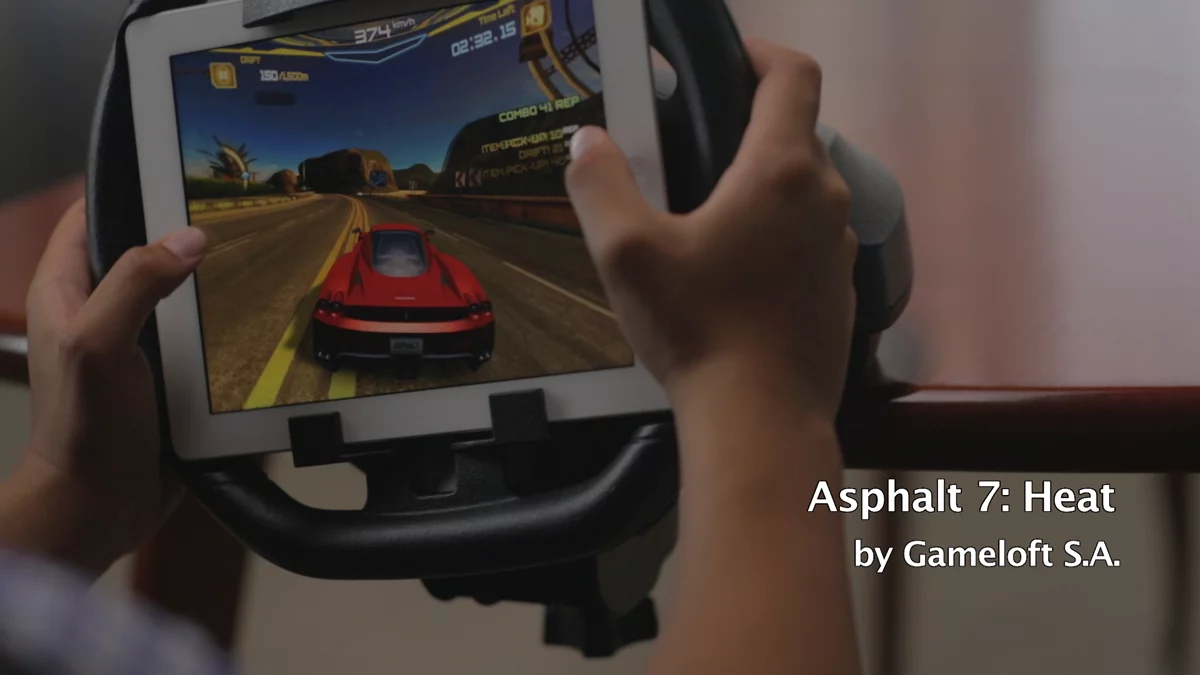 Once an iPad is placed inside, the KOLOS becomes a racing wheel and game console in one