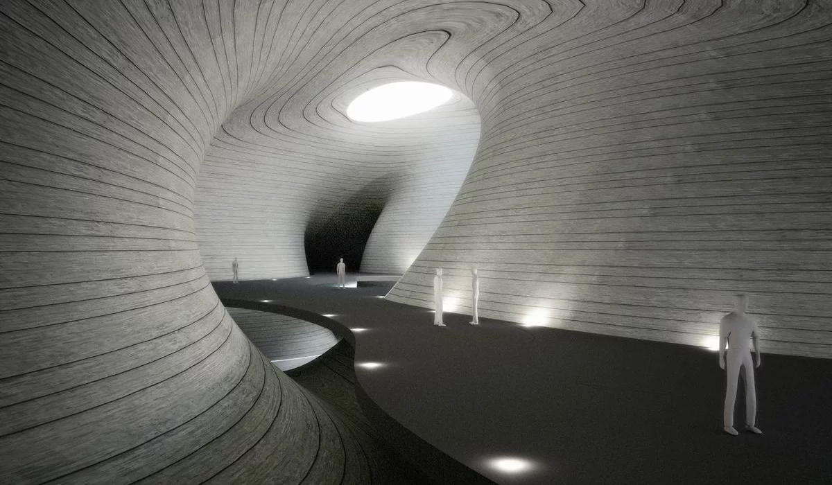 Interior spaces and pedestrian walkway