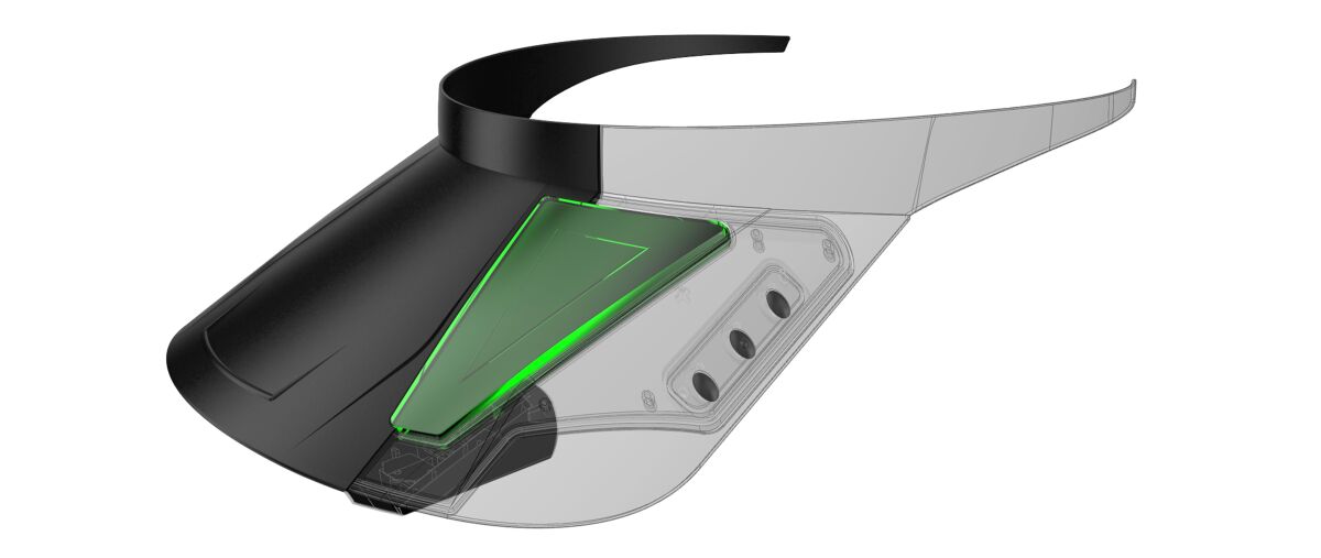 OSynce visor's headsup display shows your performance data on the move