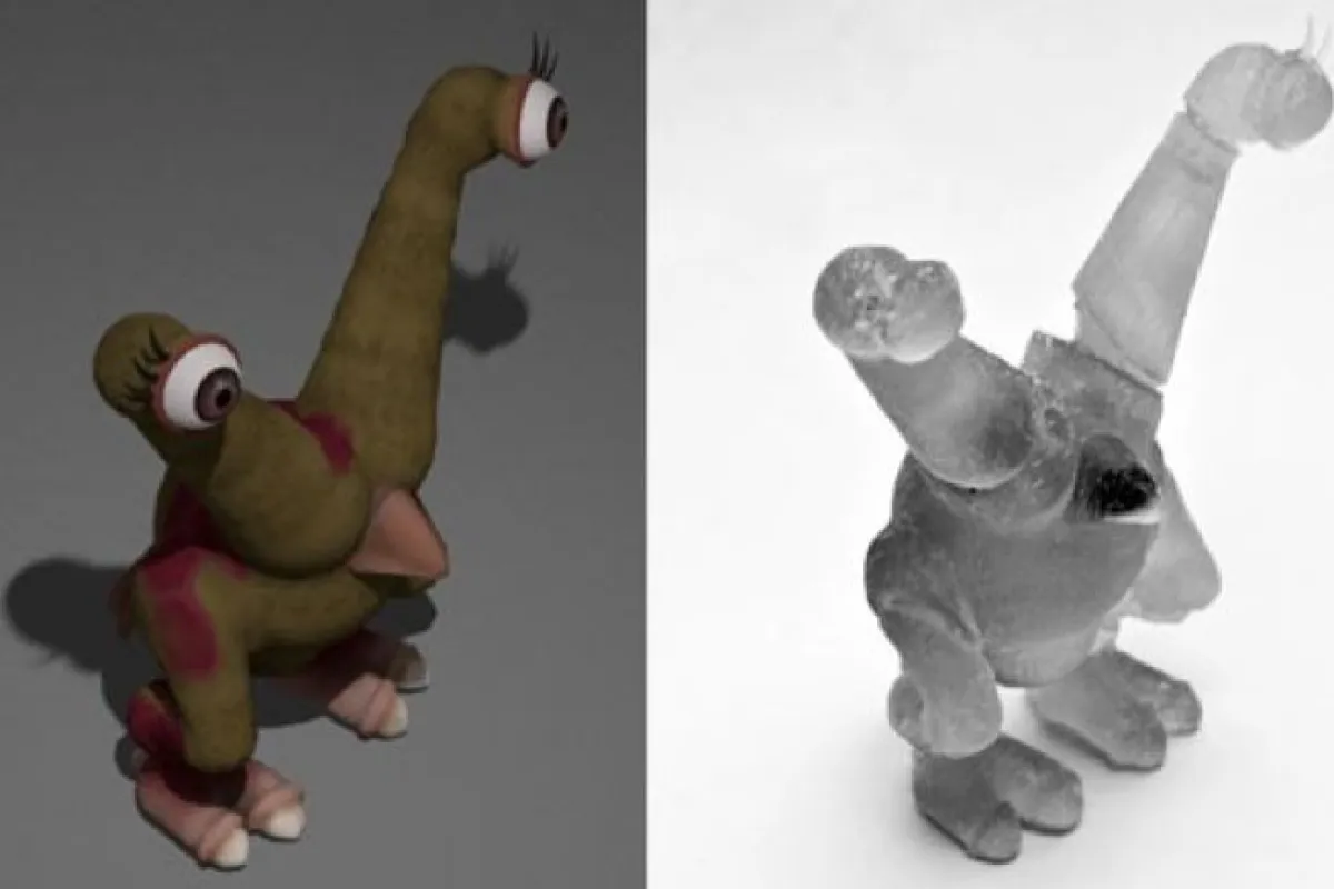 A computer model (left) and a physical model of it, created using the new software