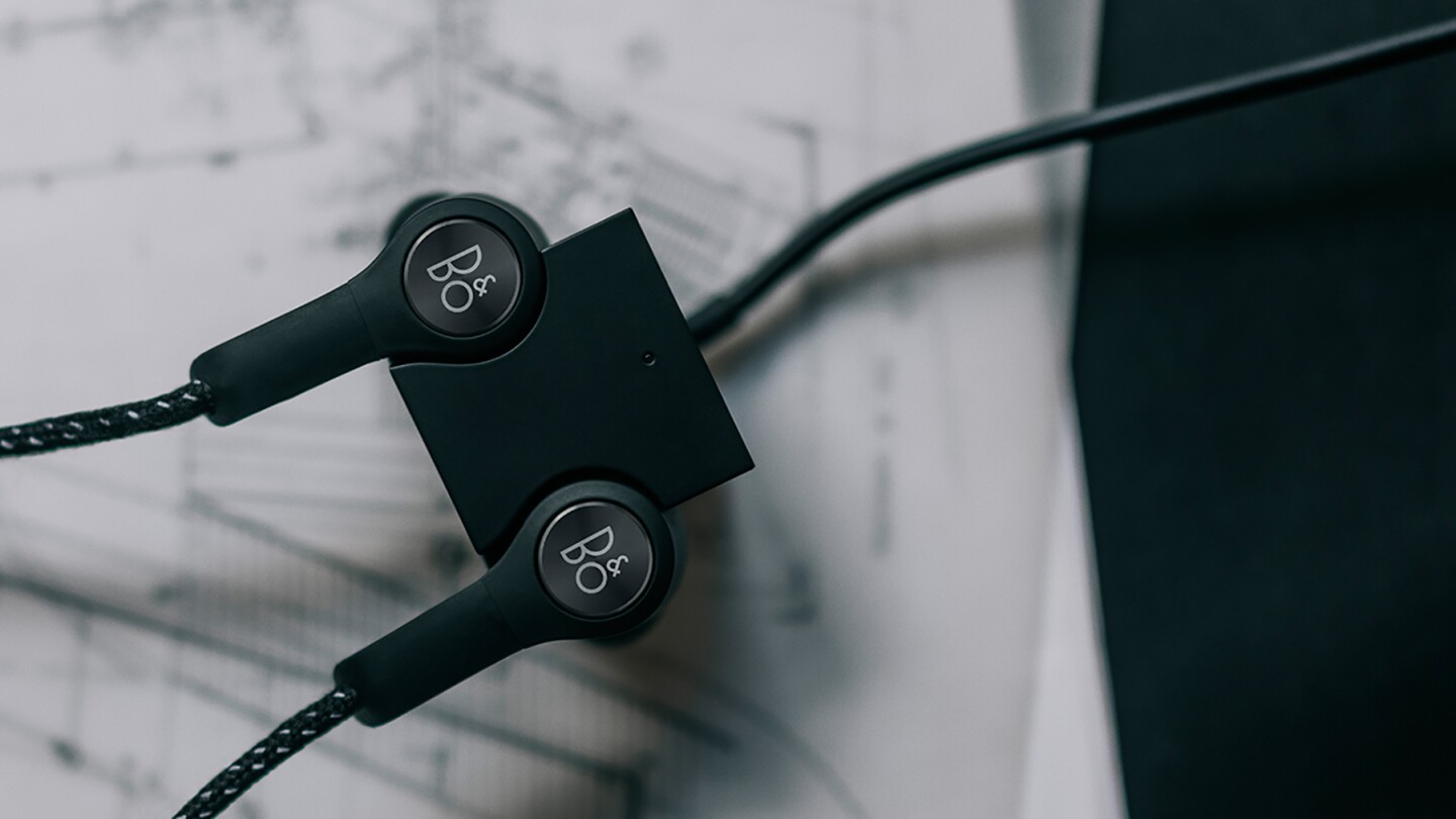 The H5 earphones are juiced up by clipping them into a magnetic charging block