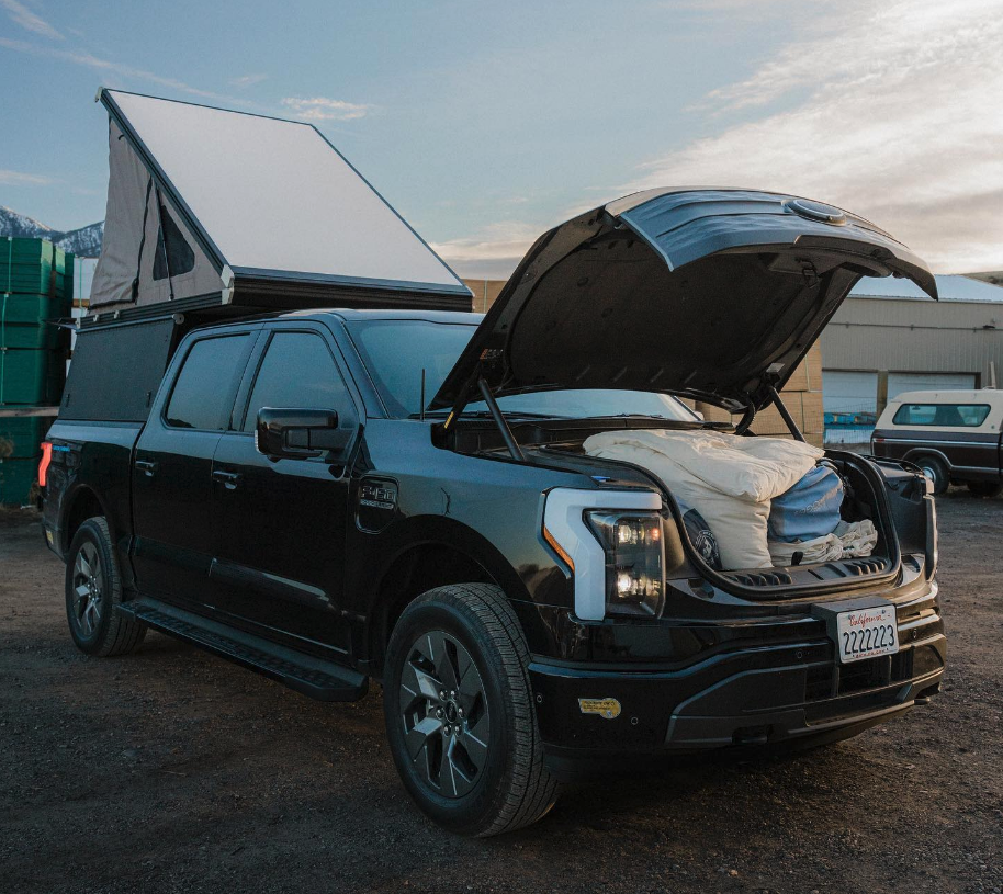 Go Fast Campers shows its Platform Camper on the all-electric Ford F-150 Lightning