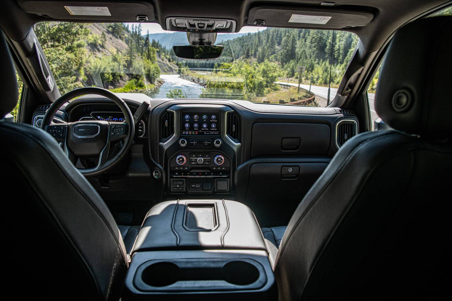 The interior of the 2020 GMC Sierra HD Denali, which is a large Crew Cab by default, offers a lot of room and comfort