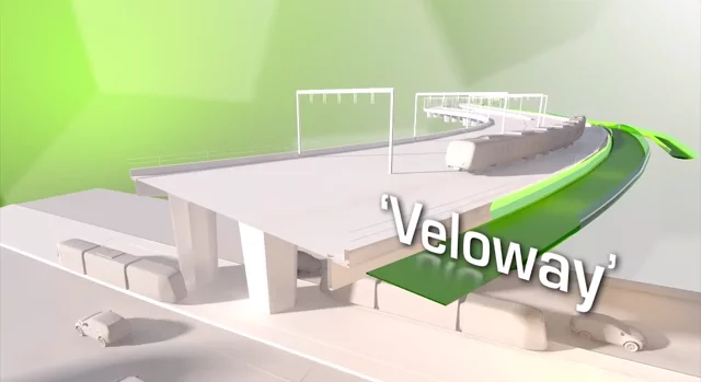 With the rail between the stations already supported by a viaduct, the Veloway would be tacked onto its side