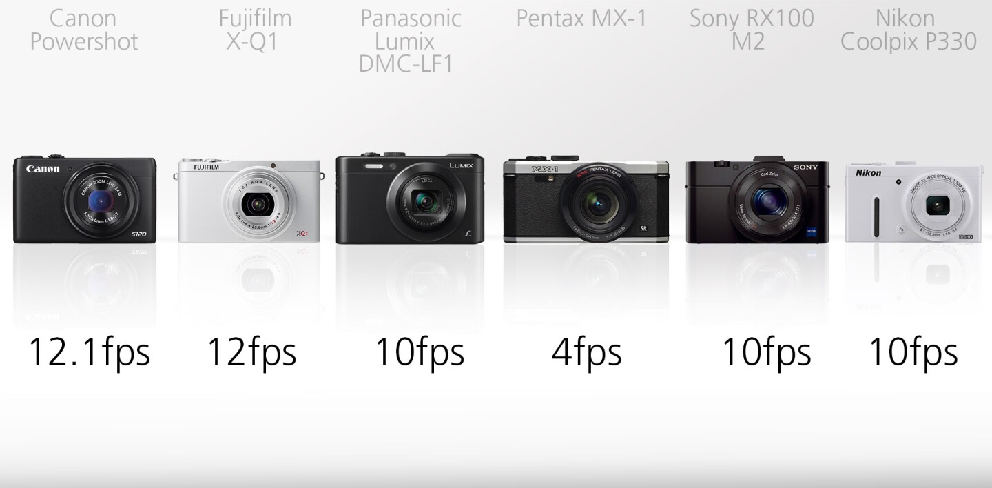 With the exception of the Pentax MX-1, all of the cameras here are capable of shooting double digit frames per second