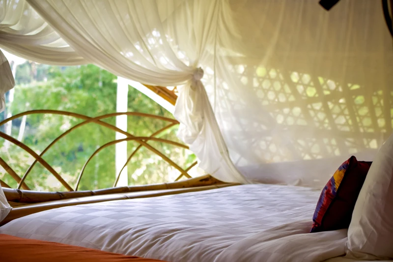 Bedroom inside the River Bend house
