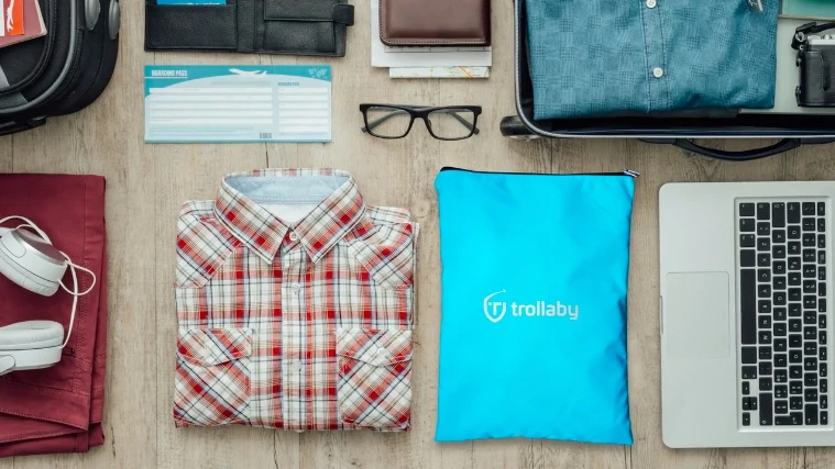 When not in use, the Trollaby packs down into a flat rectangular bag that's about the size of a laptop computer