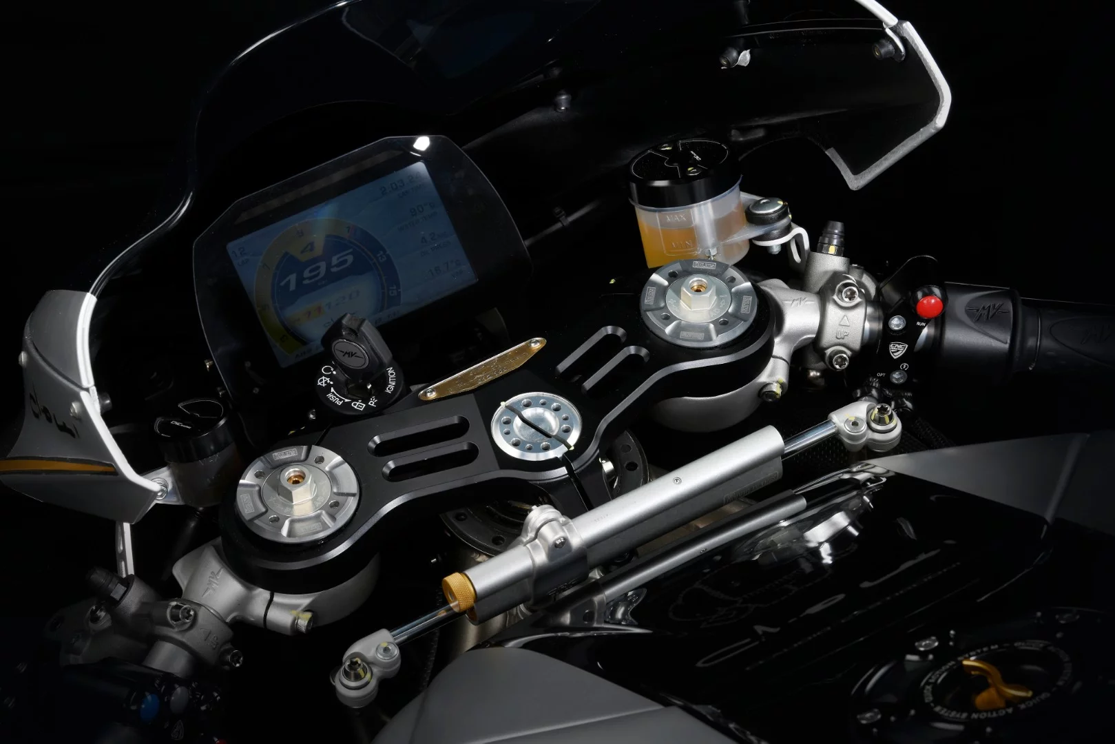 MV Agusta F4 Claudio: AIM race dash with datalogging and custom graphics