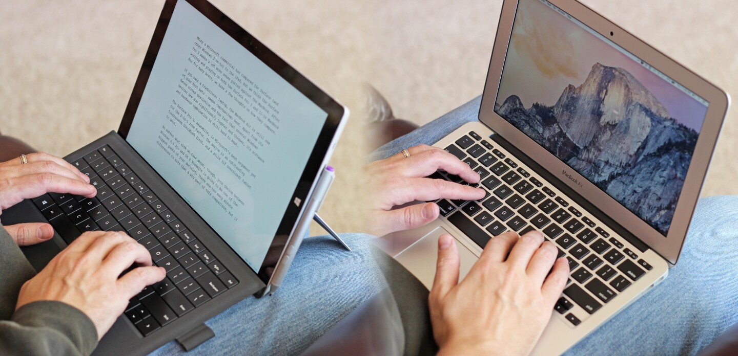 Both devices, at work, on lap (Photo: Will Shanklin/Gizmag.com)