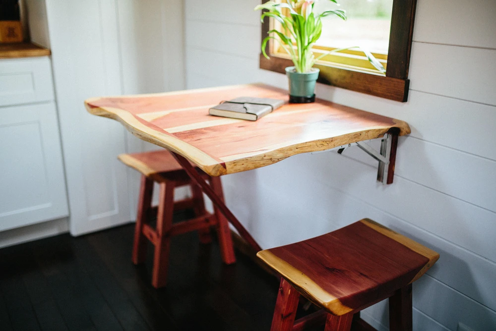 The folding cedar dining table