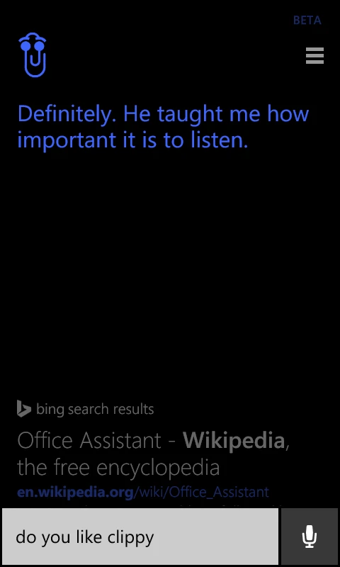 Cortana's clippy Easter Egg