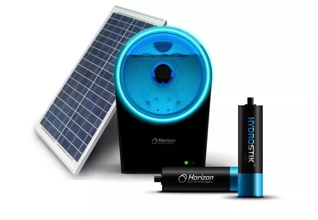 The solar panel, Hydrofill charger, and Hydrostiks