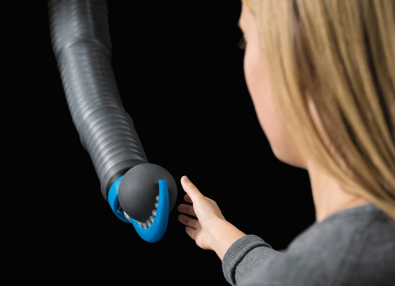 Festo also says that the components installed within the OctopusGripper's tentacle are elastic and deformable, making for safe human/robot collaboration in the workplace
