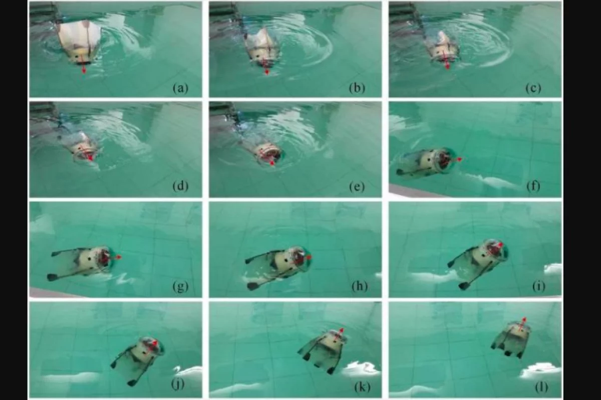 The jellyfish robot gets tested in a pool