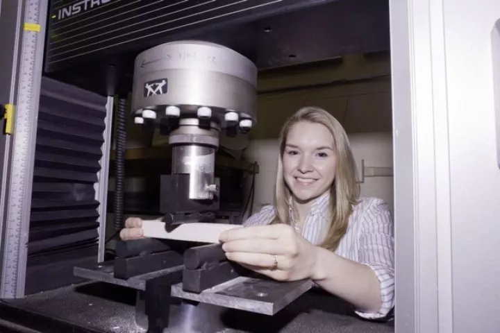 Michelle Pelletier with her self-healing concrete
