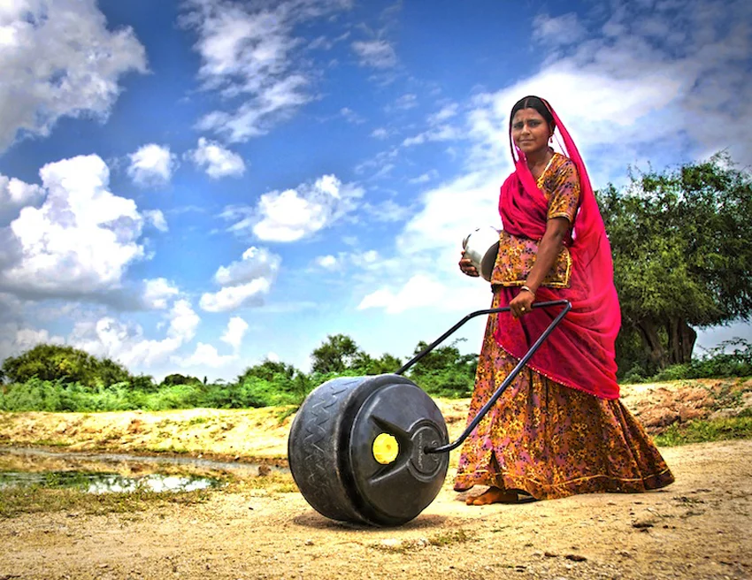 The WaterWheel is designed to transport three to five times as much water as traditional methods