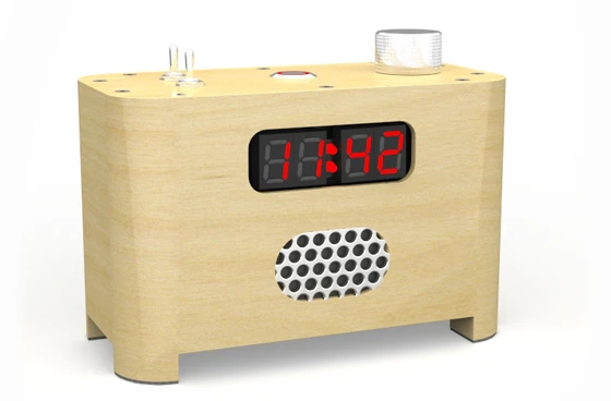 The LED Ramos is housed in sustainably-harvested birch, has an electronic buzzer sound and features an internal antenna