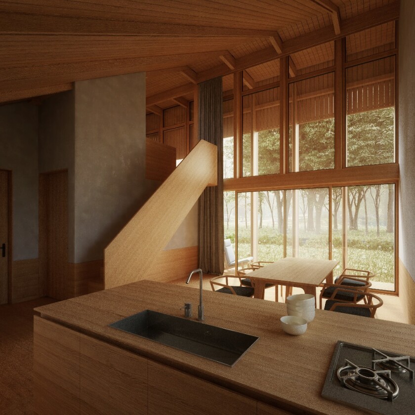 The home features an open kitchen and dining area