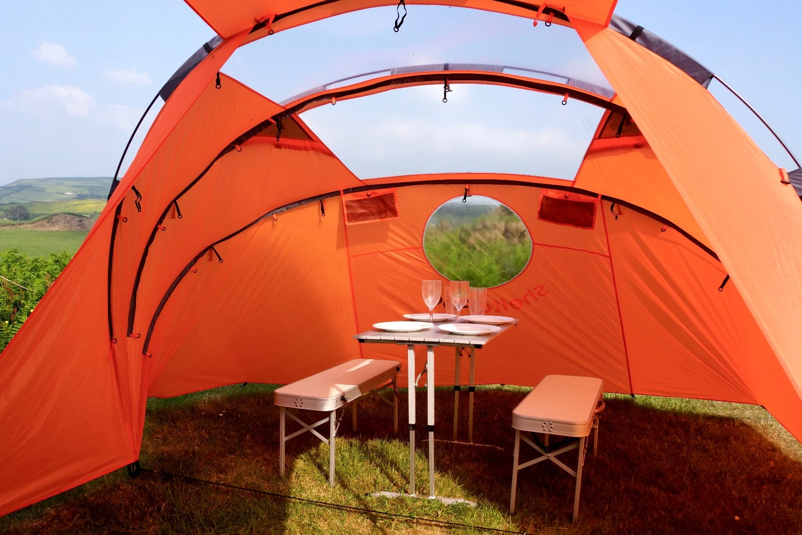 Use the SheltaPod as a dining room, overnight tent or both