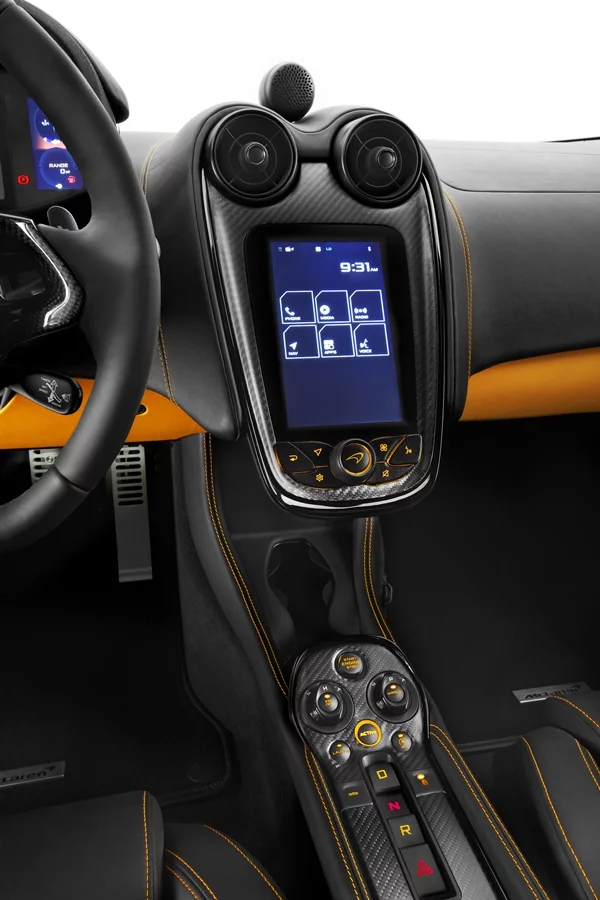 The McLaren 570S Coupé features a full infotainment system