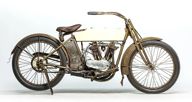 This 1914 Harley-Davidson Twin (Lot S151) is estimated to fetch between $50,000 and $75,000