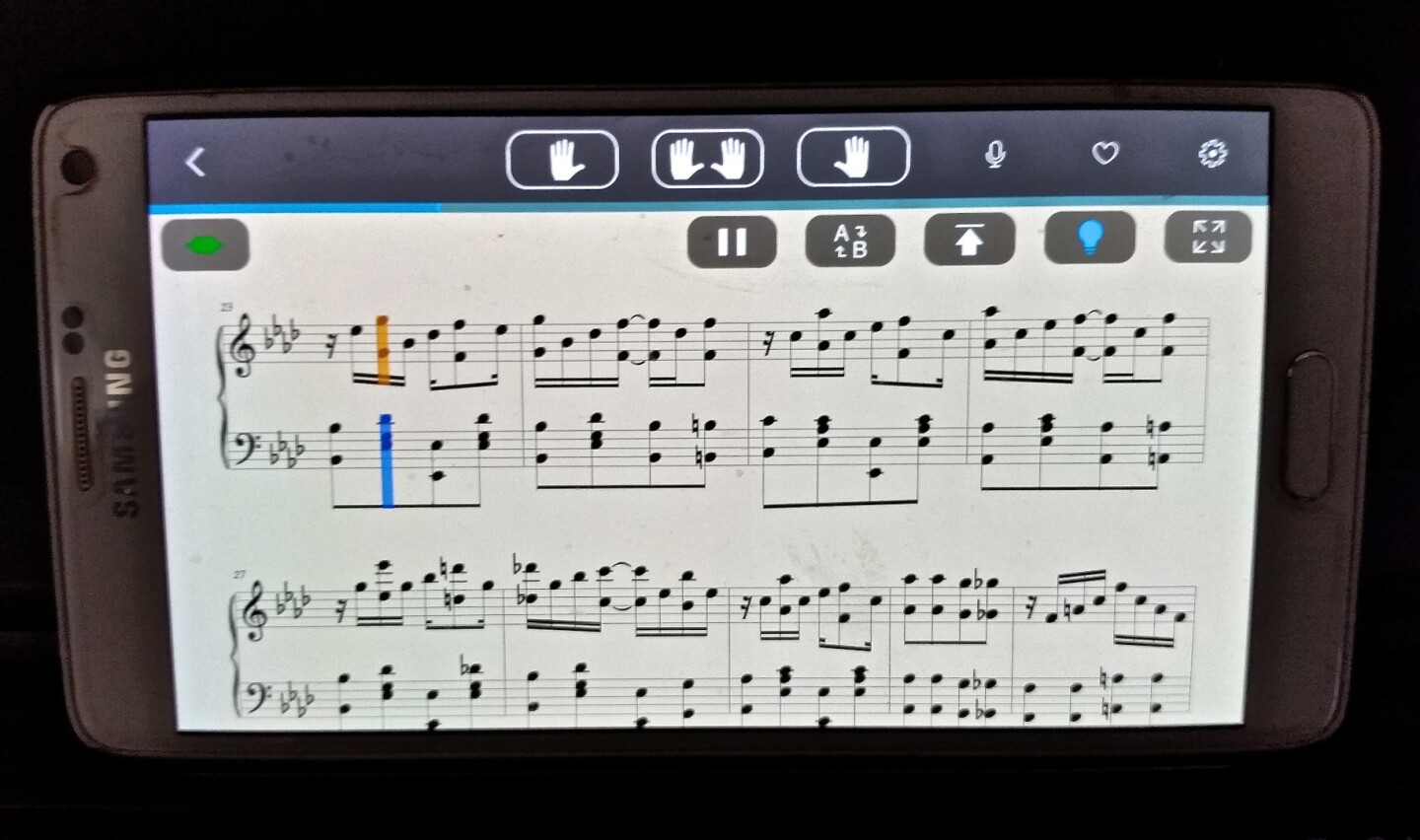 Sheet music as it appears in the app