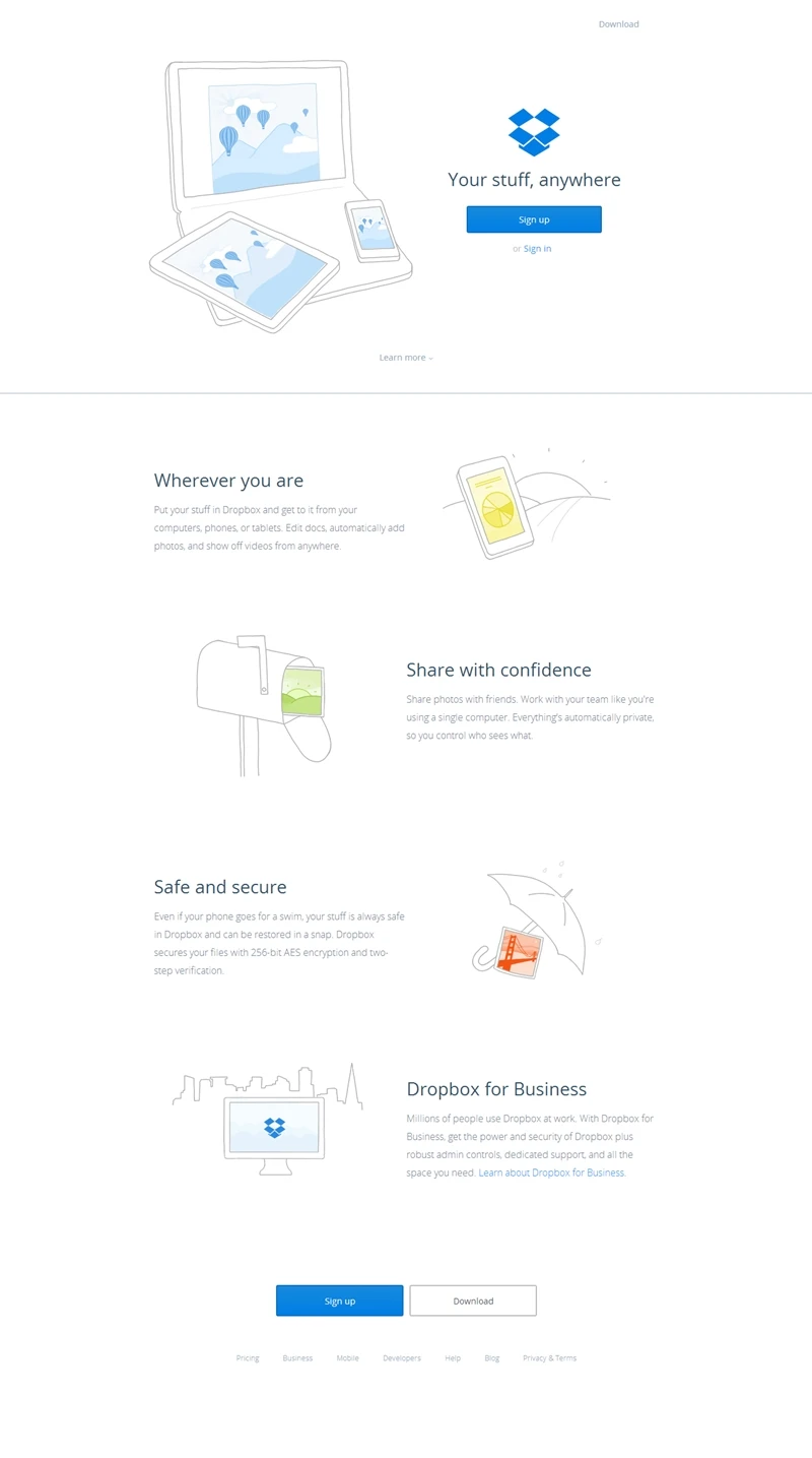 Dropbox was one of the first cloud storage services to market