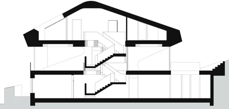 The side view of the floor plan for the OLS House