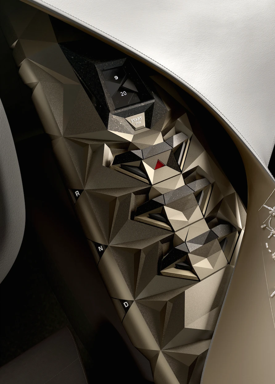 The DS center console is finished in "white gold"