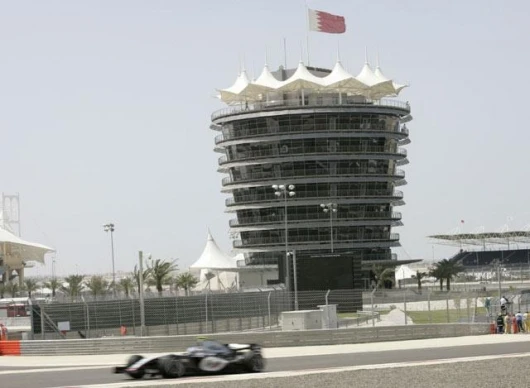 No expense was spared in creating this racetrack and its landmark control centre - that's Kimi Raikkonen during practice with the unmistakable Bahrain skyline in the background.