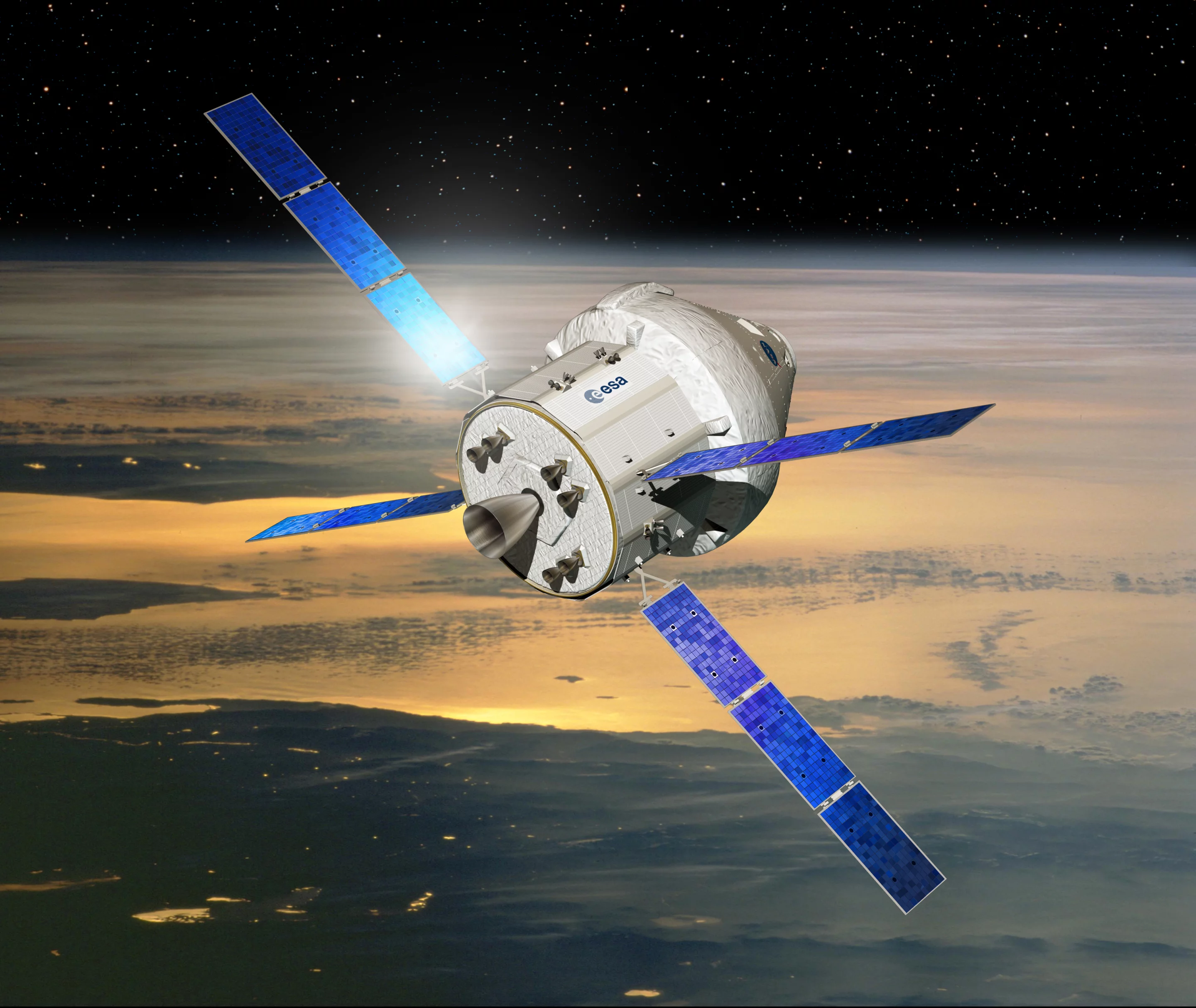 Artist's impression of the Orion spacecraft with service module (Image: ESA-D. Ducros)